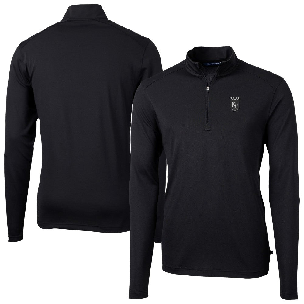Black Kansas City Royals Cutter & Buck Virtue Eco Pique Quarter-Zip Jacket