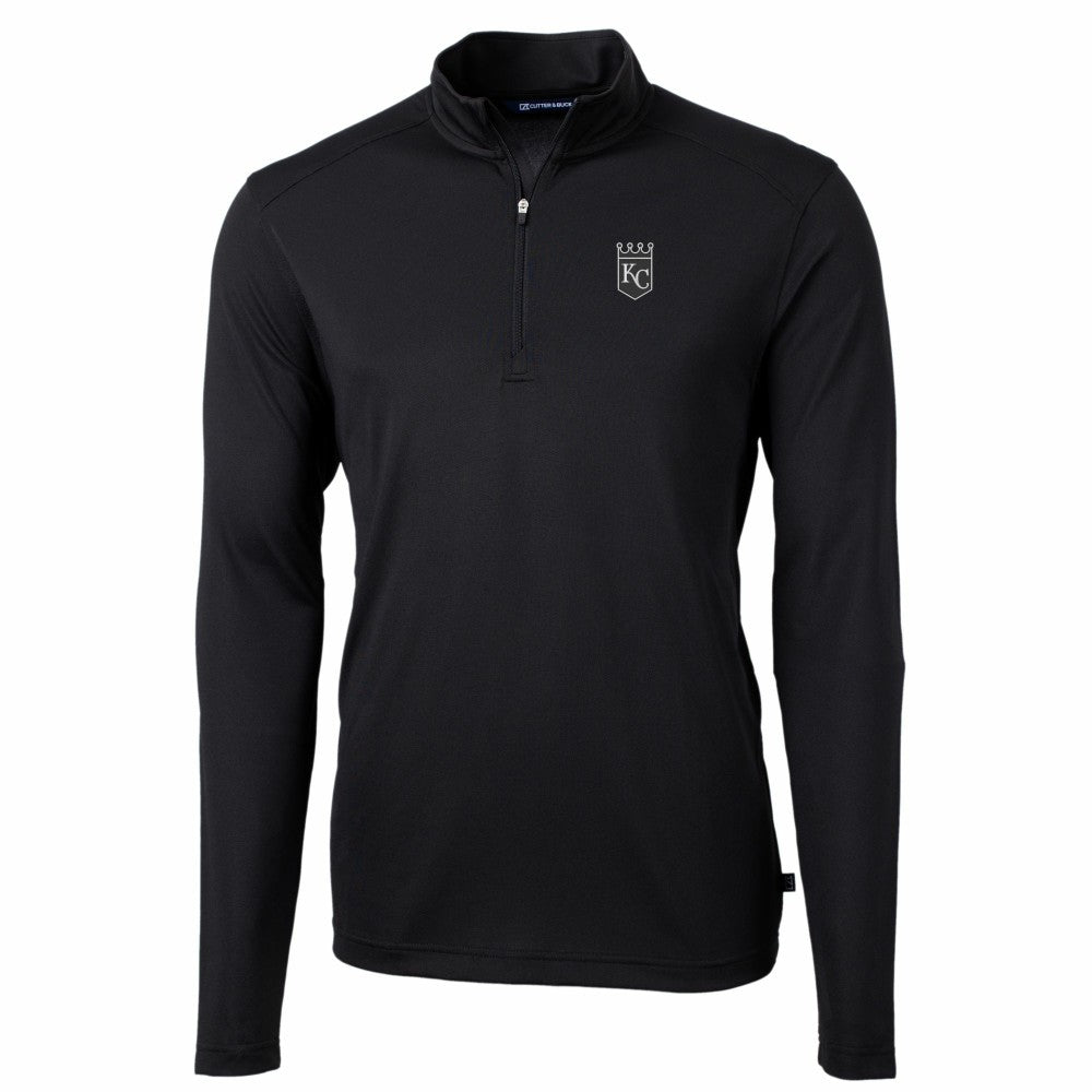 Black Kansas City Royals Cutter & Buck Virtue Eco Pique Quarter-Zip Jacket