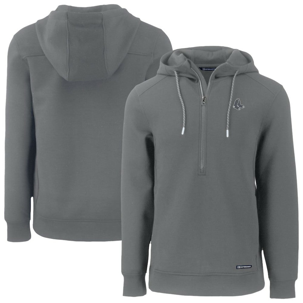 Gray Boston Red Sox Cutter & Buck Roam Eco Recycled Half-Zip Pullover Hoodie
