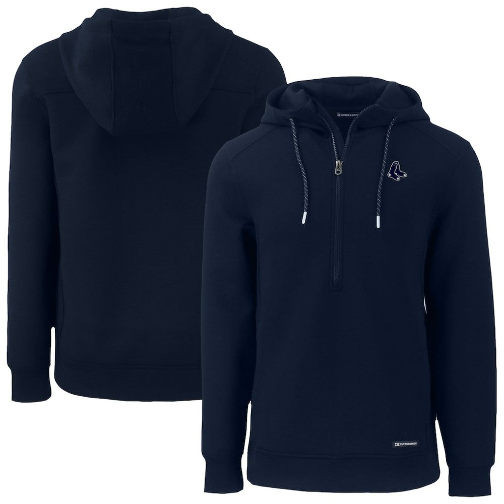 Navy Boston Red Sox Cutter & Buck Roam Eco Recycled Half-Zip Pullover Hoodie
