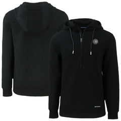 Black Chicago Cubs Cutter & Buck Roam Eco Recycled Half-Zip Pullover Hoodie