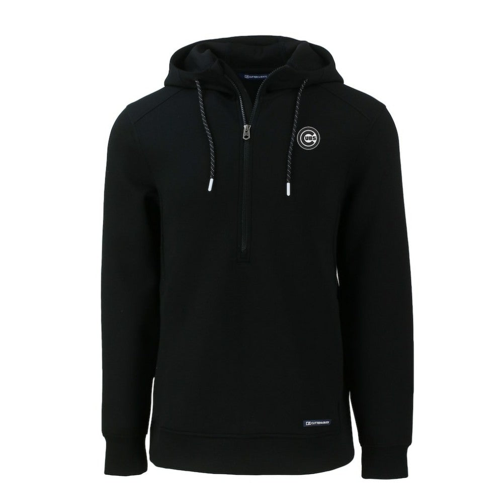 Black Chicago Cubs Cutter & Buck Roam Eco Recycled Half-Zip Pullover Hoodie