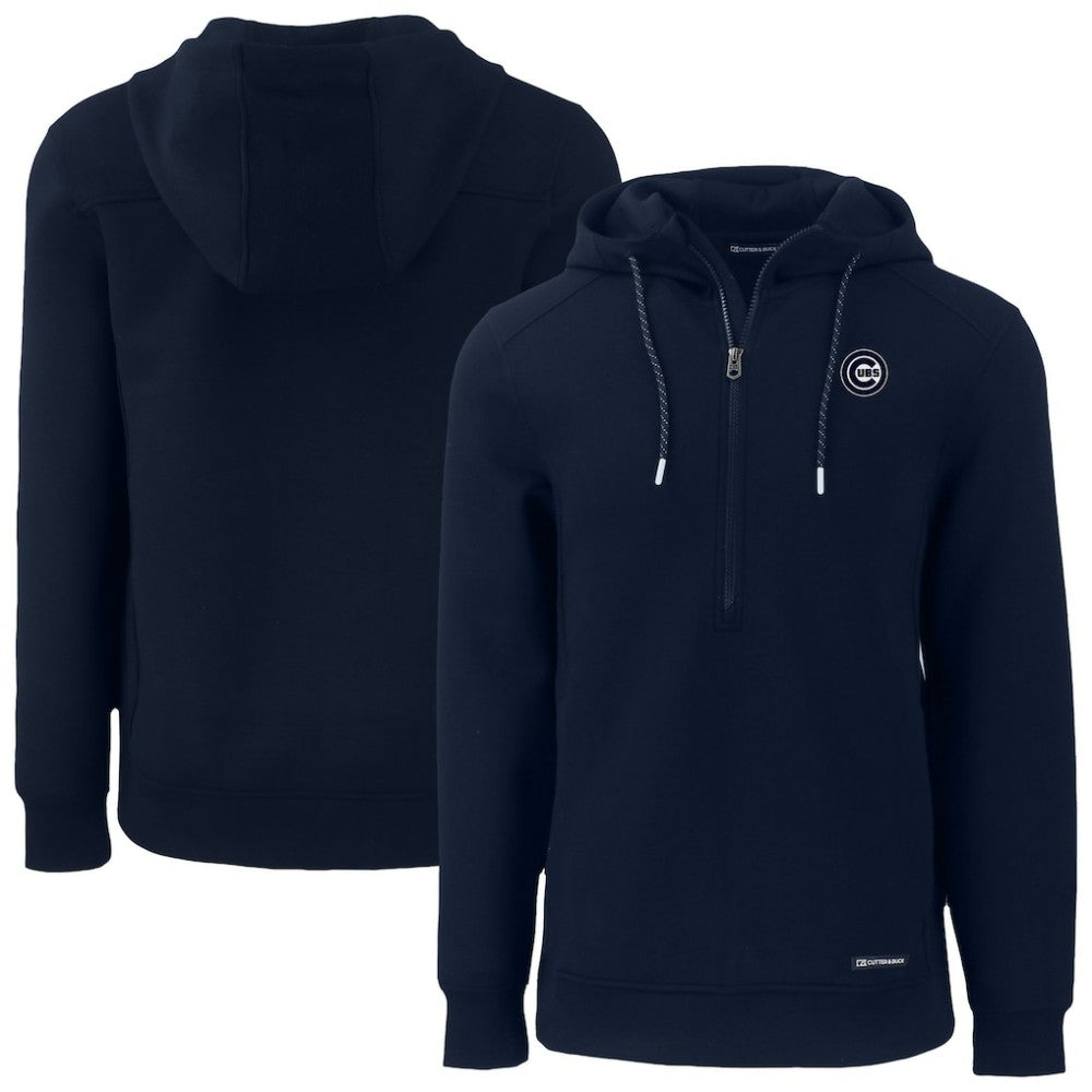Navy Chicago Cubs Cutter & Buck Roam Eco Recycled Half-Zip Pullover Hoodie