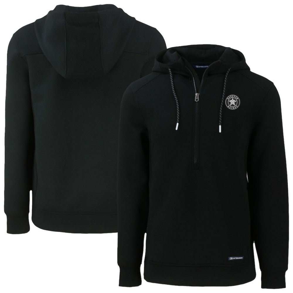 Black Houston Astros Cutter & Buck Roam Eco Recycled Half-Zip Pullover Hoodie