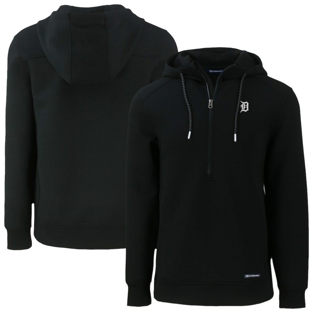 Black Detroit Tigers Cutter & Buck Roam Eco Recycled Half-Zip Pullover Hoodie