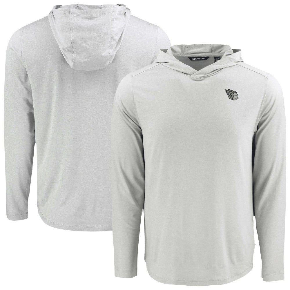 Gray Cleveland Guardians Cutter & Buck Coastline Epic Comfort Eco Recycled Long Sleeve Hoodie T-Shirt