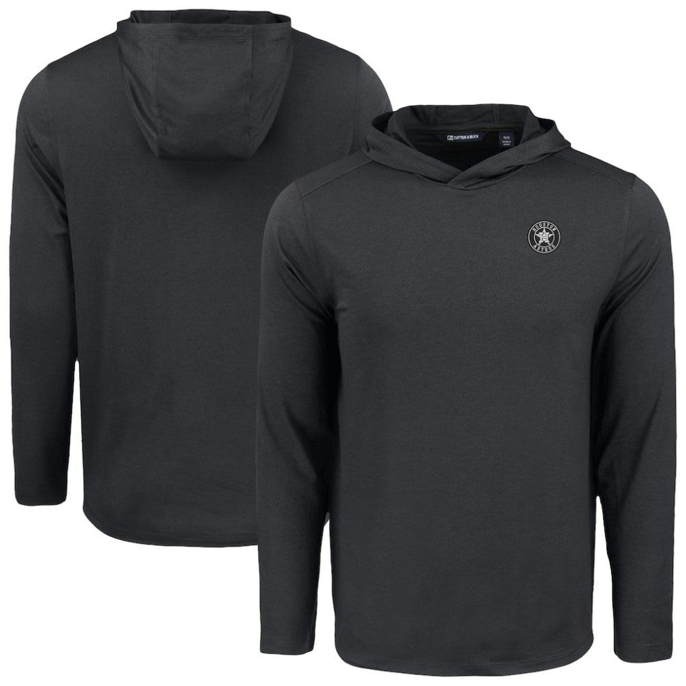 Black Houston Astros Cutter & Buck Coastline Epic Comfort Eco Recycled Long Sleeve Hoodie T-Shirt