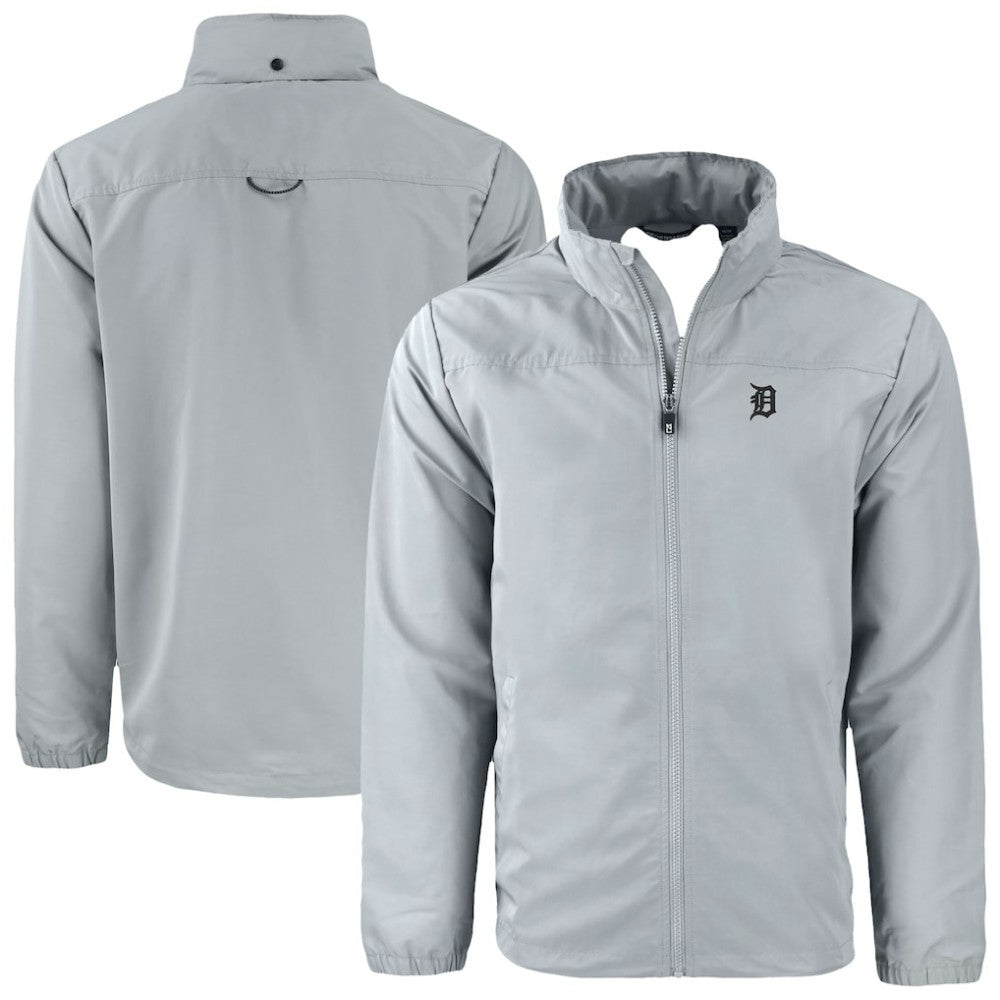 Gray Detroit Tigers Cutter & Buck Charter Eco Recycled Full-Zip Hoodie Jacket