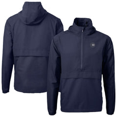 Navy Chicago Cubs Cutter & Buck Charter Eco Recycled Anorak Half-Zip Hoodie Jacket