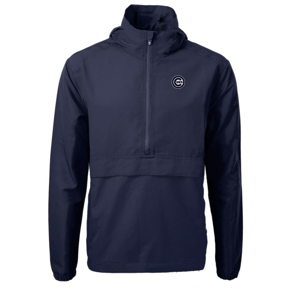 Navy Chicago Cubs Cutter & Buck Charter Eco Recycled Anorak Half-Zip Hoodie Jacket