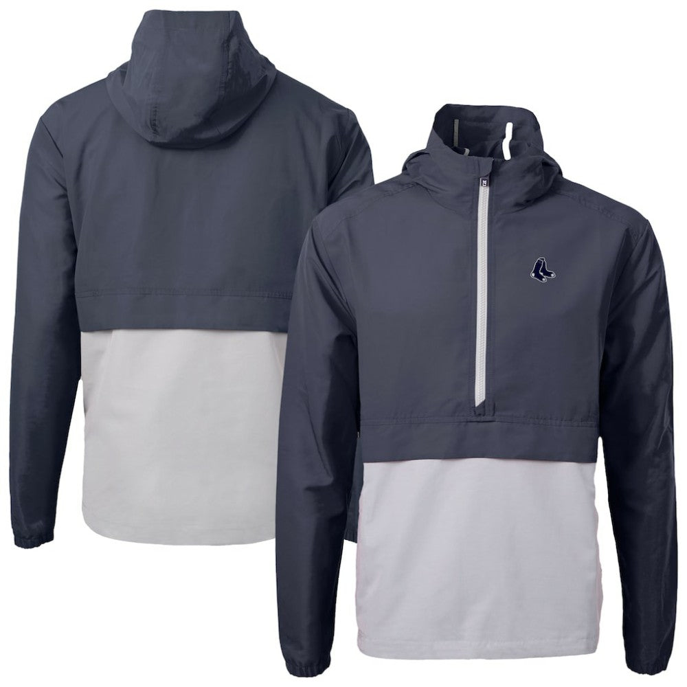 Navy/Gray Boston Red Sox Cutter & Buck Charter Eco Recycled Anorak Half-Zip Hoodie Jacket