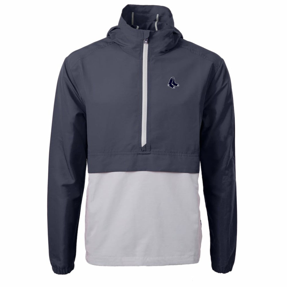 Navy/Gray Boston Red Sox Cutter & Buck Charter Eco Recycled Anorak Half-Zip Hoodie Jacket