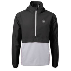 Black/Gray Chicago Cubs Cutter & Buck Charter Eco Recycled Anorak Half-Zip Hoodie Jacket
