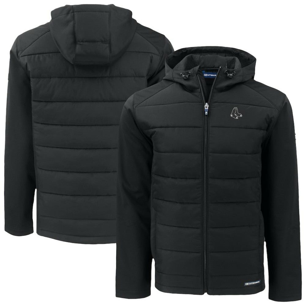 Black Boston Red Sox Cutter & Buck Evoke Hybrid Eco Softshell Recycled Full-Zip Jacket