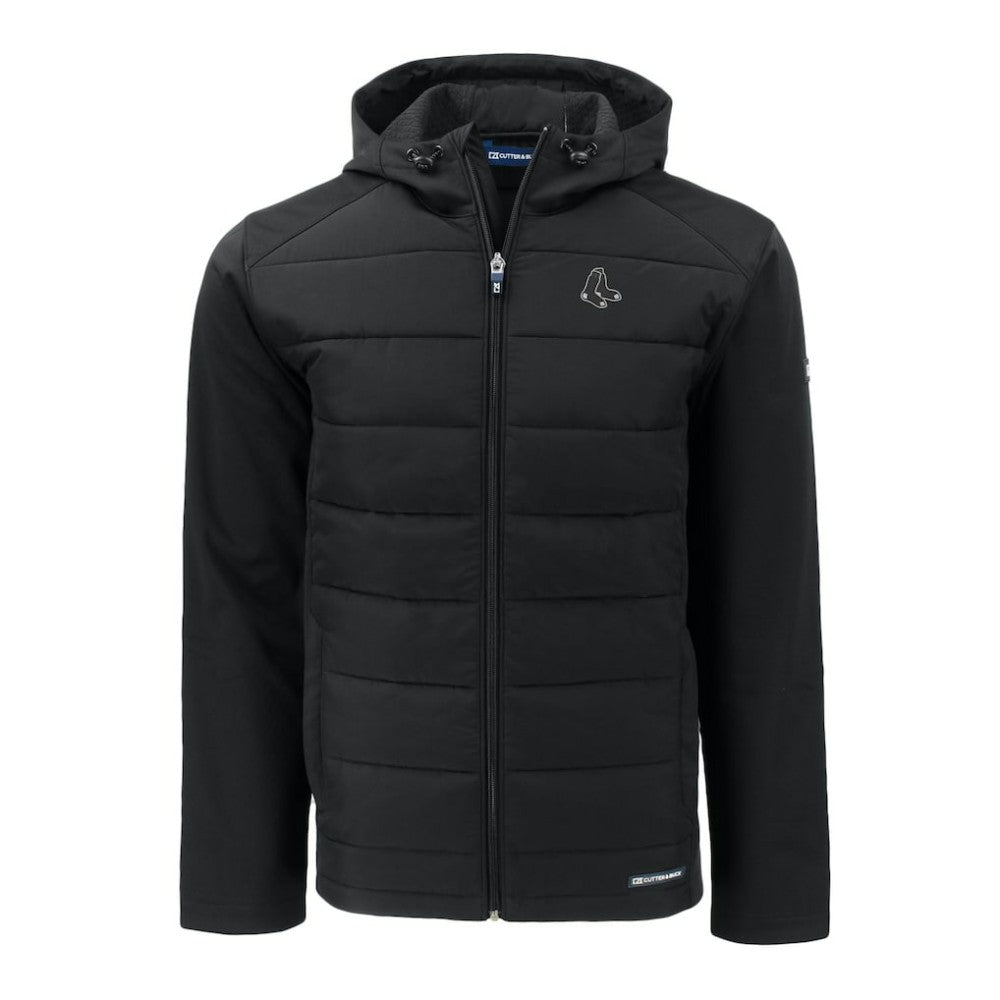 Black Boston Red Sox Cutter & Buck Evoke Hybrid Eco Softshell Recycled Full-Zip Jacket