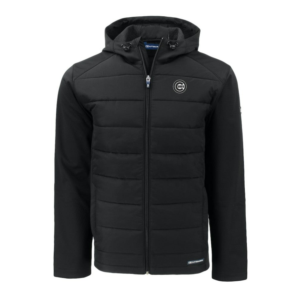 Black Chicago Cubs Cutter & Buck Evoke Hybrid Eco Softshell Recycled Full-Zip Jacket