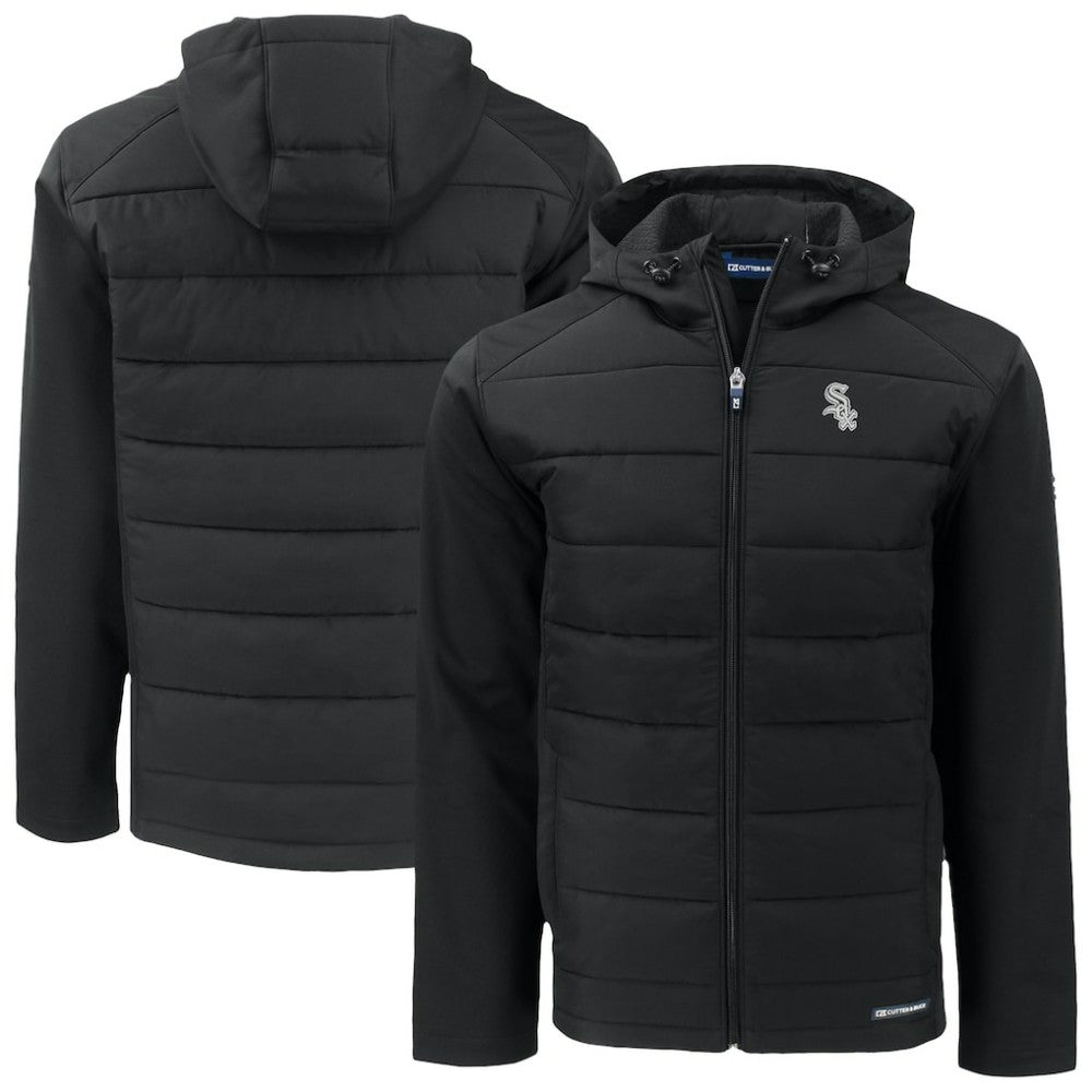 Black Chicago White Sox Cutter & Buck Evoke Hybrid Eco Softshell Recycled Full-Zip Jacket