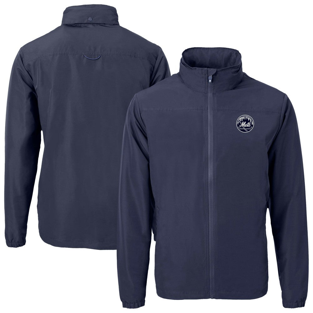 Navy New York Mets Cutter & Buck Charter Eco Recycled Full-Zip Hoodie Jacket