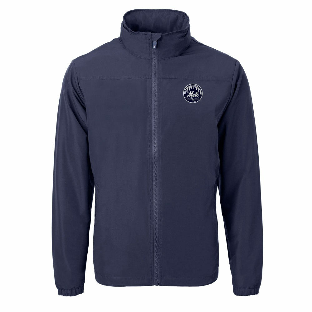 Navy New York Mets Cutter & Buck Charter Eco Recycled Full-Zip Hoodie Jacket
