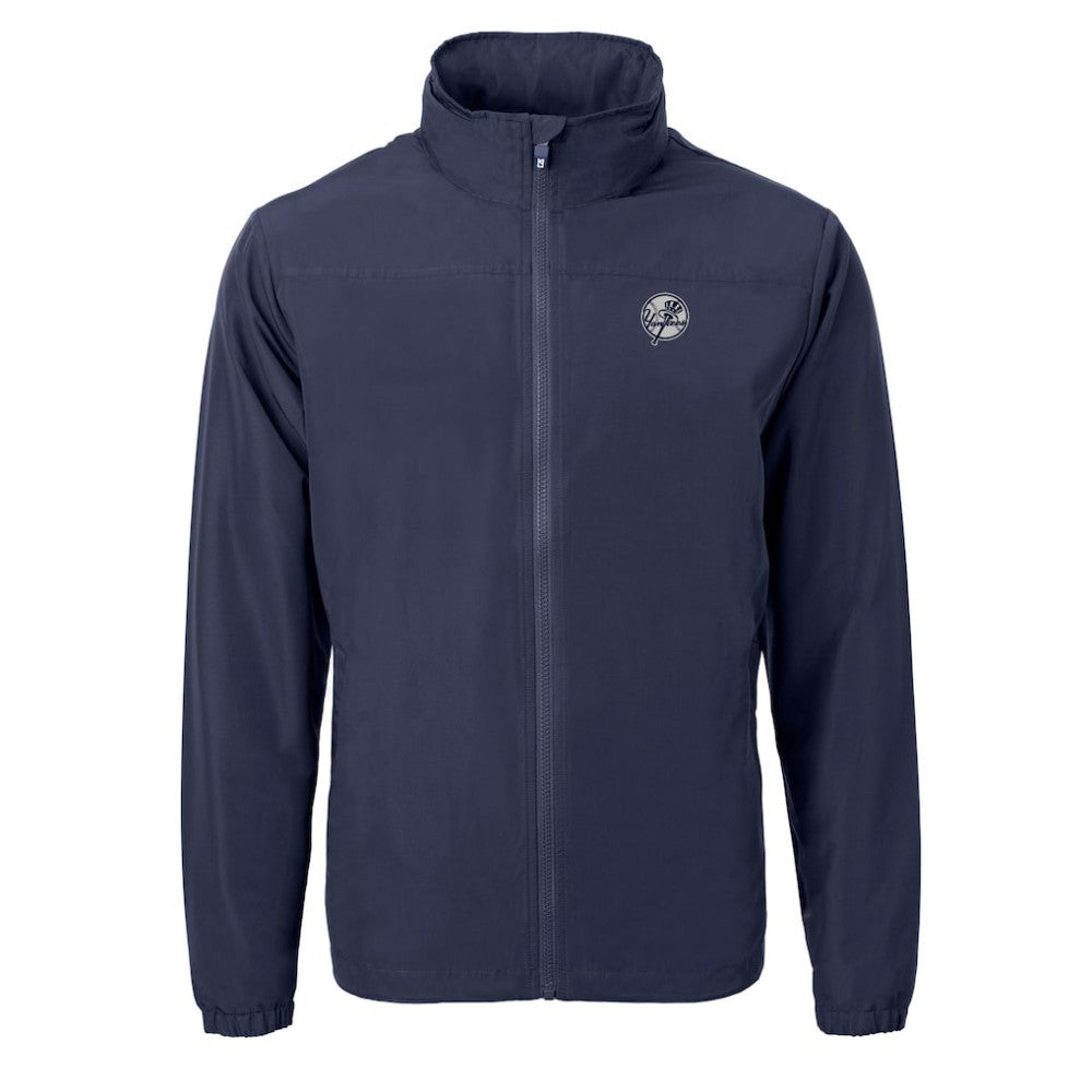Navy New York Yankees Cutter & Buck Charter Eco Recycled Full-Zip Hoodie Jacket