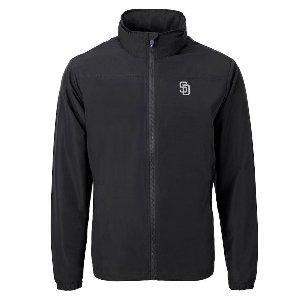 Black San Diego Padres Cutter & Buck Charter Eco Recycled Full-Zip Hoodie Jacket