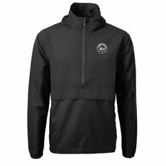 Black New York Mets Cutter & Buck Charter Eco Recycled Anorak Half-Zip Hoodie Jacket
