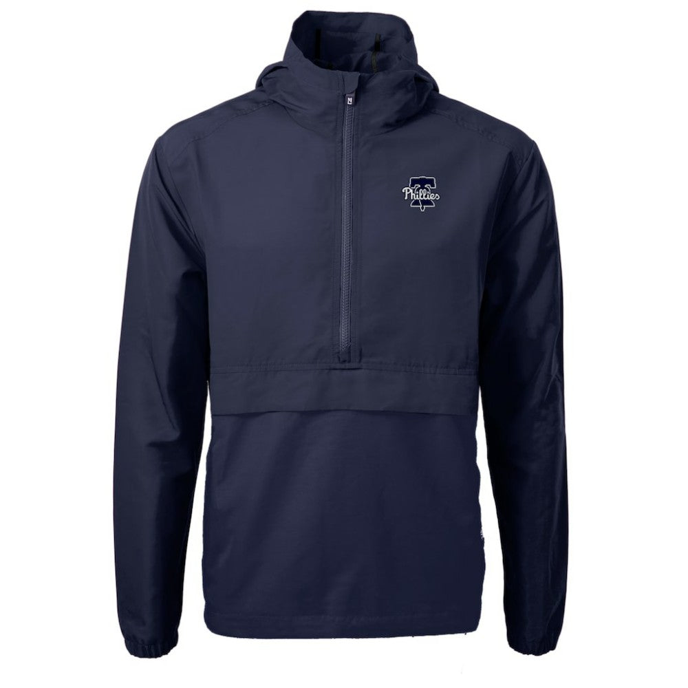 Navy Philadelphia Phillies Cutter & Buck Charter Eco Recycled Anorak Half-Zip Hoodie Jacket