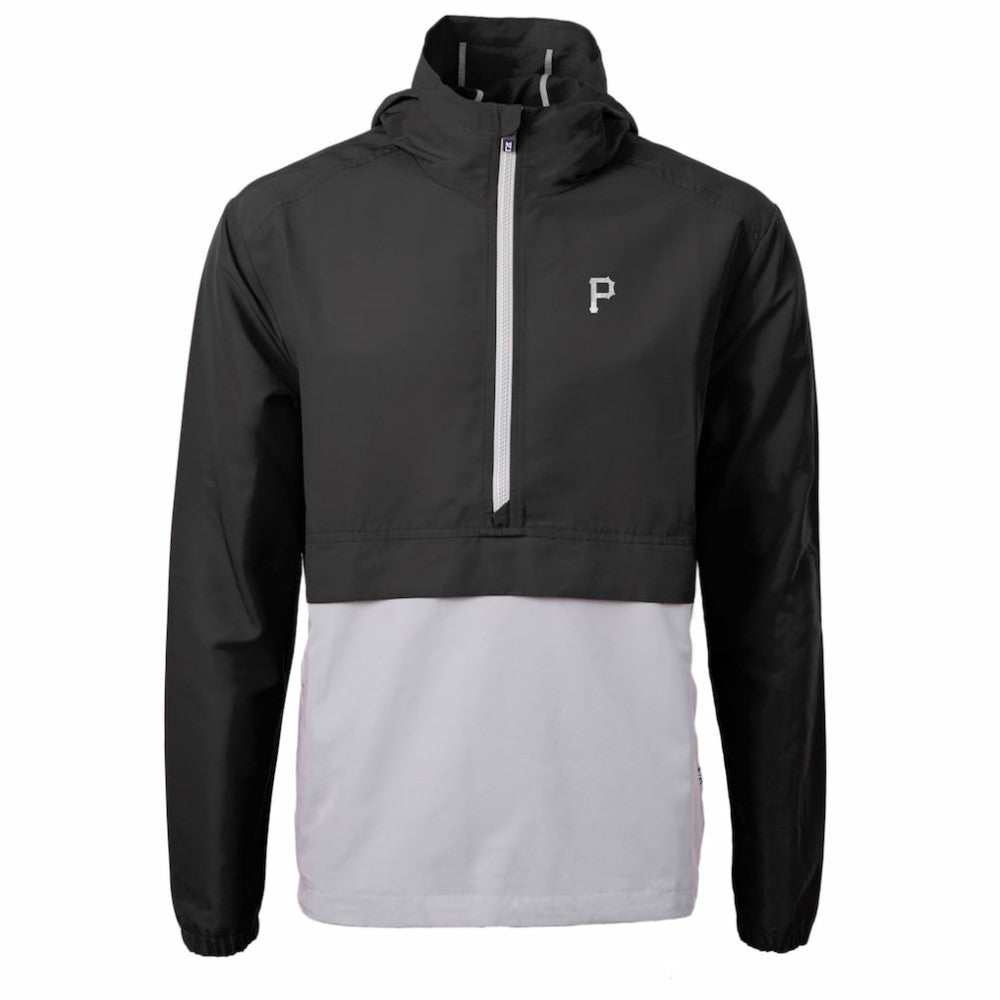 Black Pittsburgh Pirates Cutter & Buck Charter Eco Recycled Anorak Half-Zip Hoodie Jacket