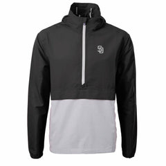 Black San Diego Padres Cutter & Buck Charter Eco Recycled Anorak Half-Zip Hoodie Jacket