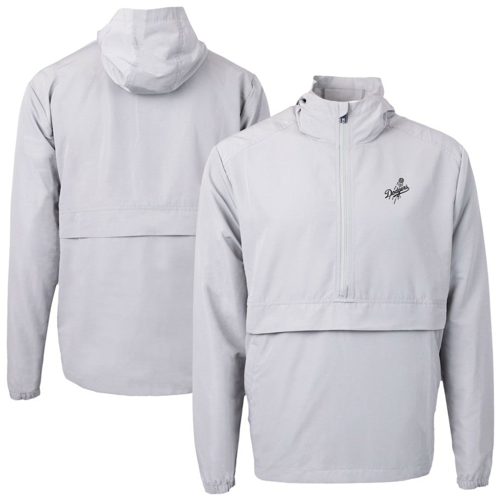 Gray Los Angeles Dodgers Cutter & Buck Charter Eco Recycled Anorak Half-Zip Hoodie Jacket