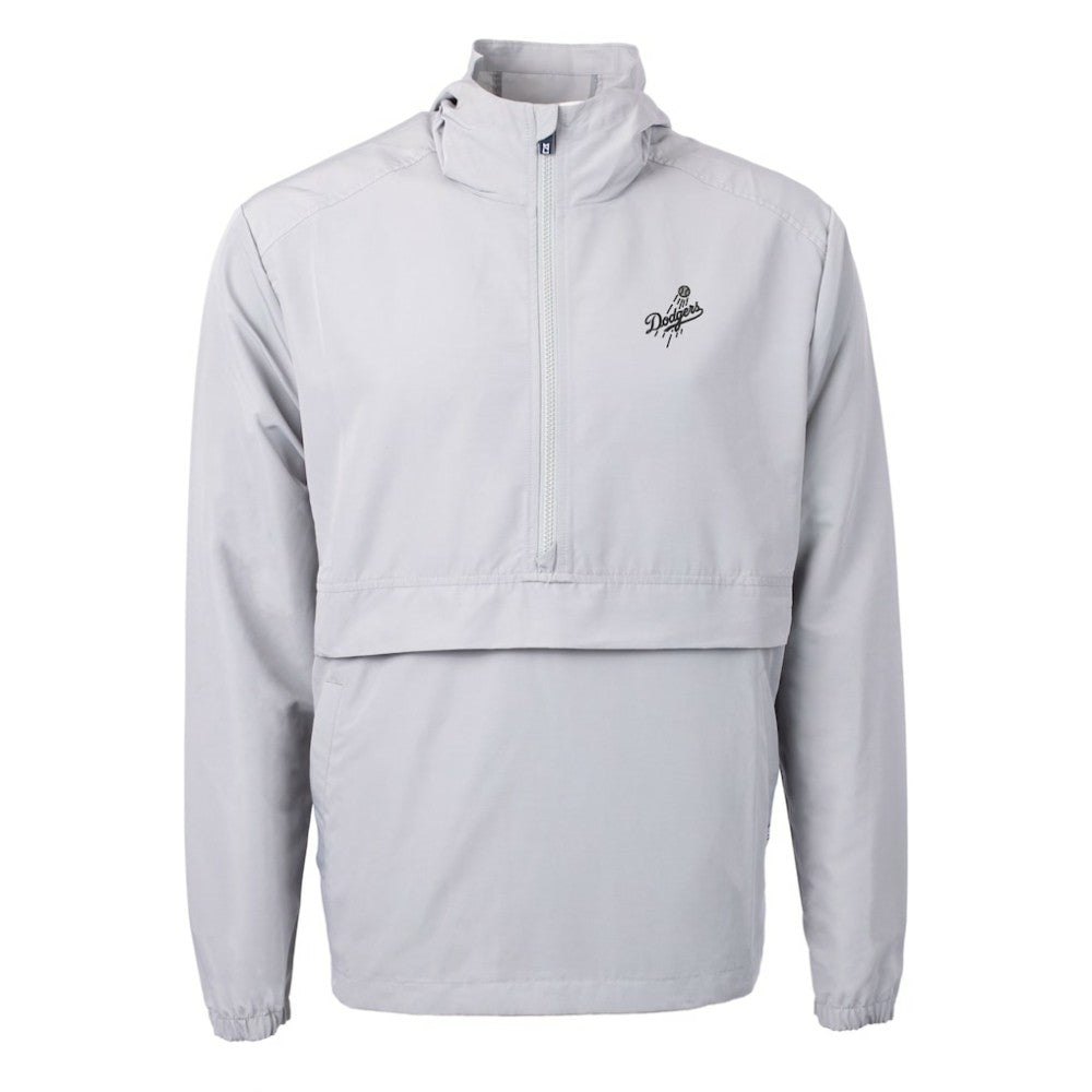 Gray Los Angeles Dodgers Cutter & Buck Charter Eco Recycled Anorak Half-Zip Hoodie Jacket