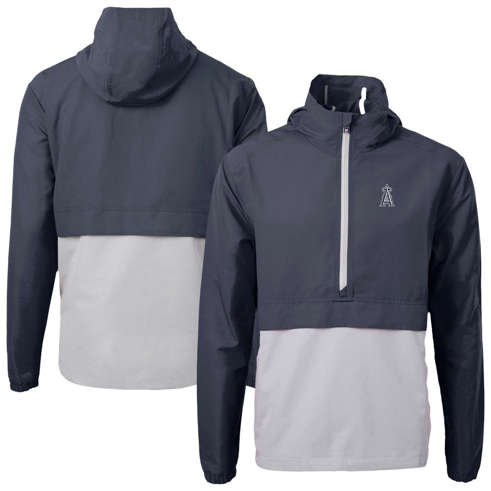 Navy/Gray Los Angeles Angels Cutter & Buck Charter Eco Recycled Anorak Half-Zip Hoodie Jacket