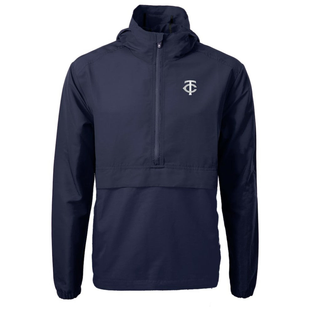Navy Minnesota Twins Cutter & Buck Charter Eco Recycled Anorak Half-Zip Hoodie Jacket
