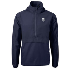 Navy Minnesota Twins Cutter & Buck Charter Eco Recycled Anorak Half-Zip Hoodie Jacket