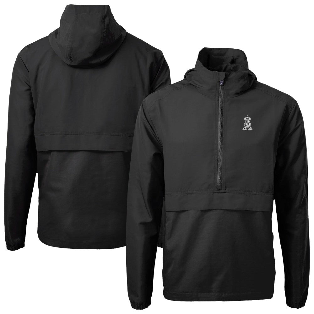 Black Los Angeles Angels Cutter & Buck Charter Eco Recycled Anorak Half-Zip Hoodie Jacket