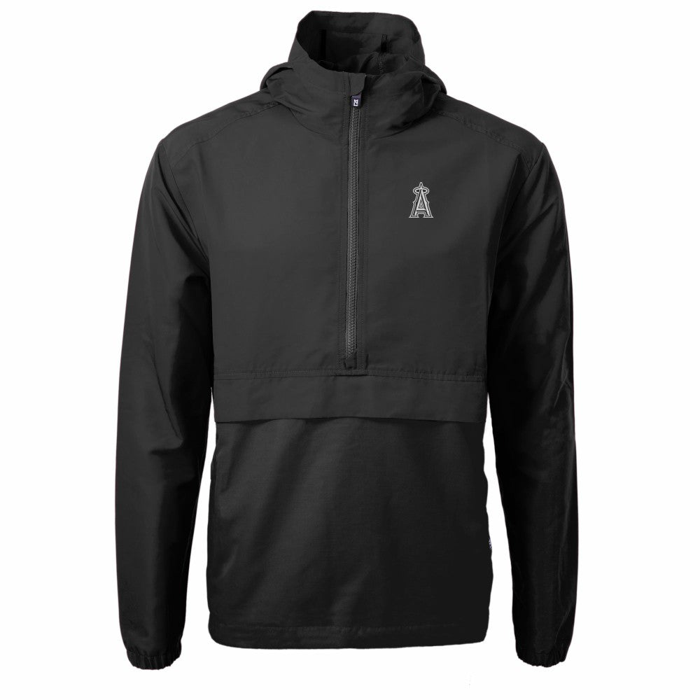 Black Los Angeles Angels Cutter & Buck Charter Eco Recycled Anorak Half-Zip Hoodie Jacket
