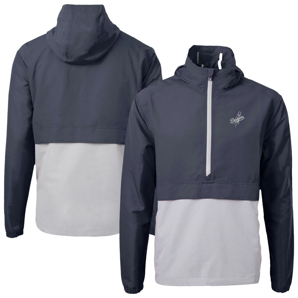Navy/Gray Los Angeles Dodgers Cutter & Buck Charter Eco Recycled Anorak Half-Zip Hoodie Jacket