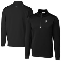 Black Pittsburgh Pirates Cutter & Buck Traverse Eco Tri-Blend DryTec Quarter-Zip Jacket