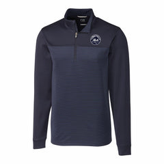 Navy New York Mets Cutter & Buck Traverse Eco Stripe Tri-Blend DryTec Quarter-Zip Jacket