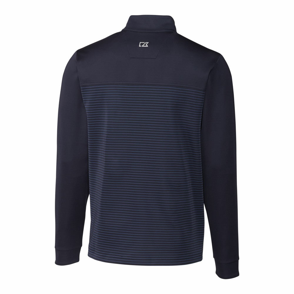 Navy New York Mets Cutter & Buck Traverse Eco Stripe Tri-Blend DryTec Quarter-Zip Jacket