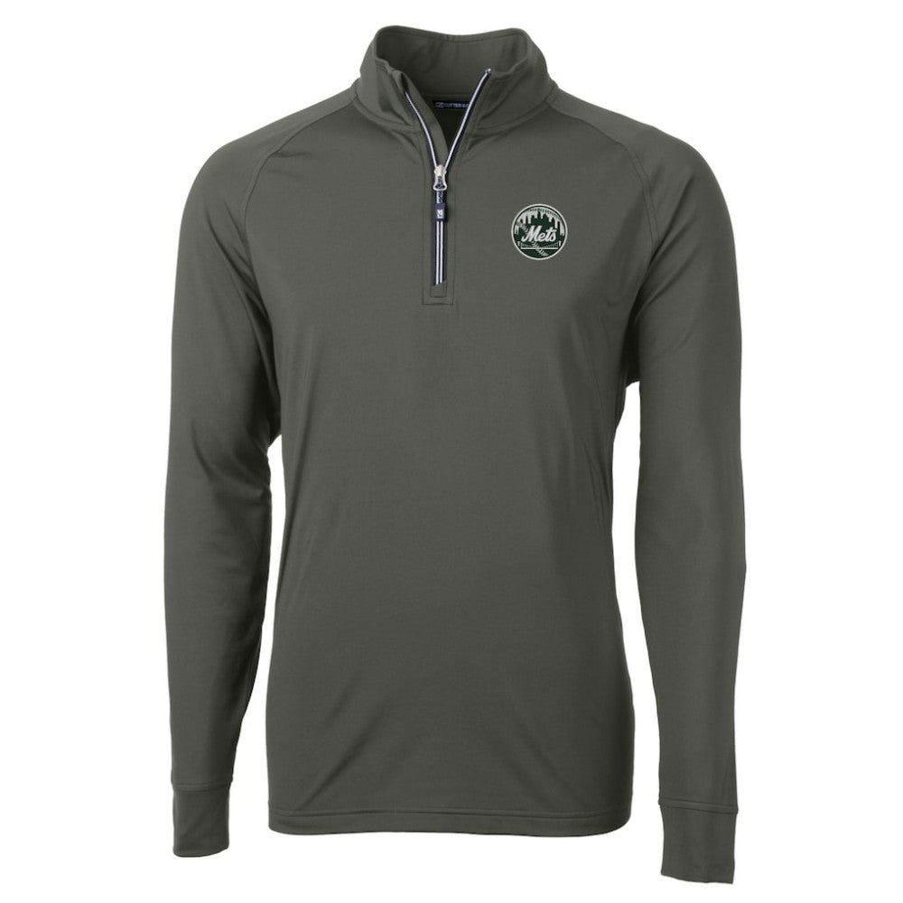 Olive New York Mets Cutter & Buck Adapt Eco Raglan Quarter-Zip Jacket