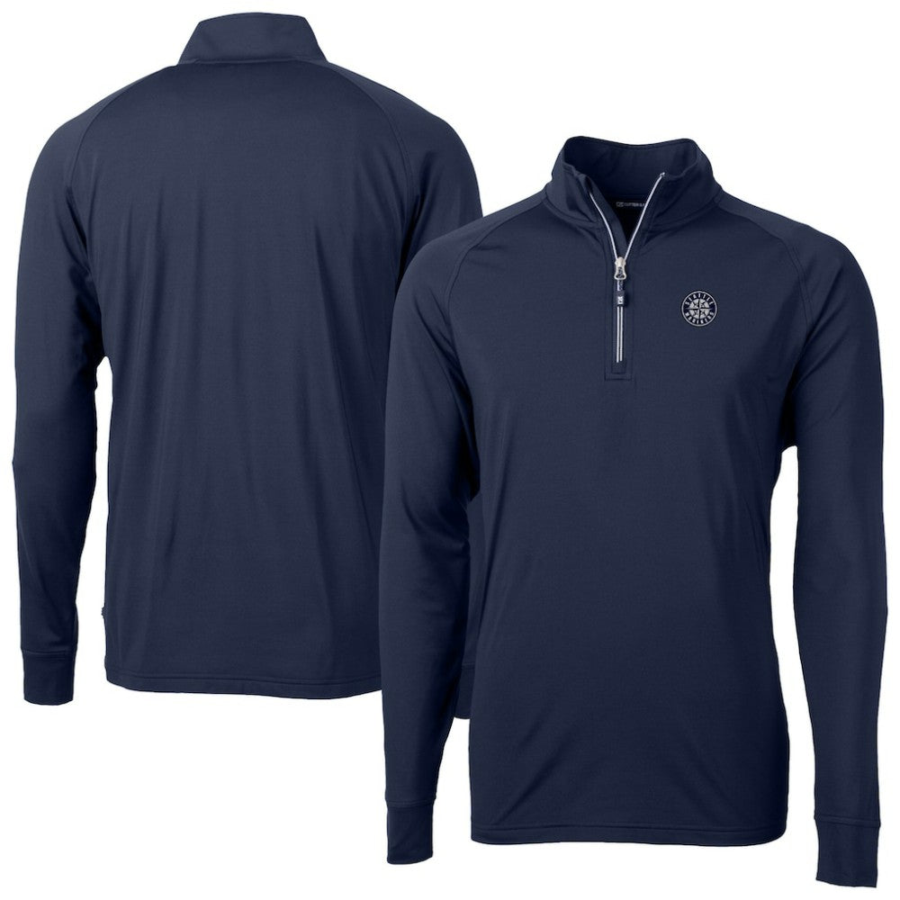 Navy Seattle Mariners Cutter & Buck Adapt Eco Raglan Quarter-Zip Jacket