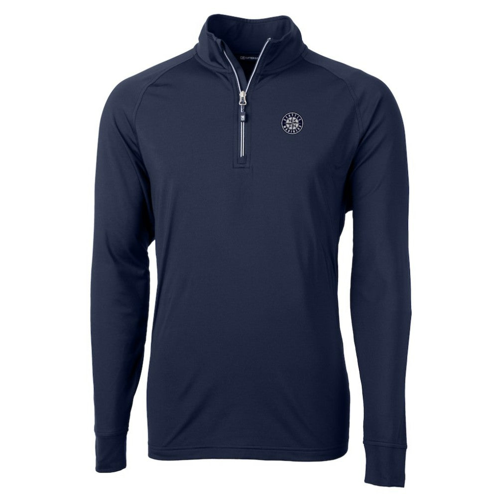 Navy Seattle Mariners Cutter & Buck Adapt Eco Raglan Quarter-Zip Jacket