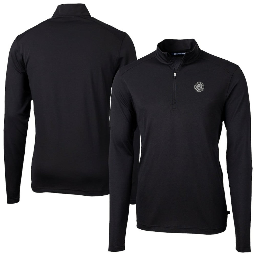 Black Seattle Mariners Cutter & Buck Virtue Eco Pique Quarter-Zip Jacket