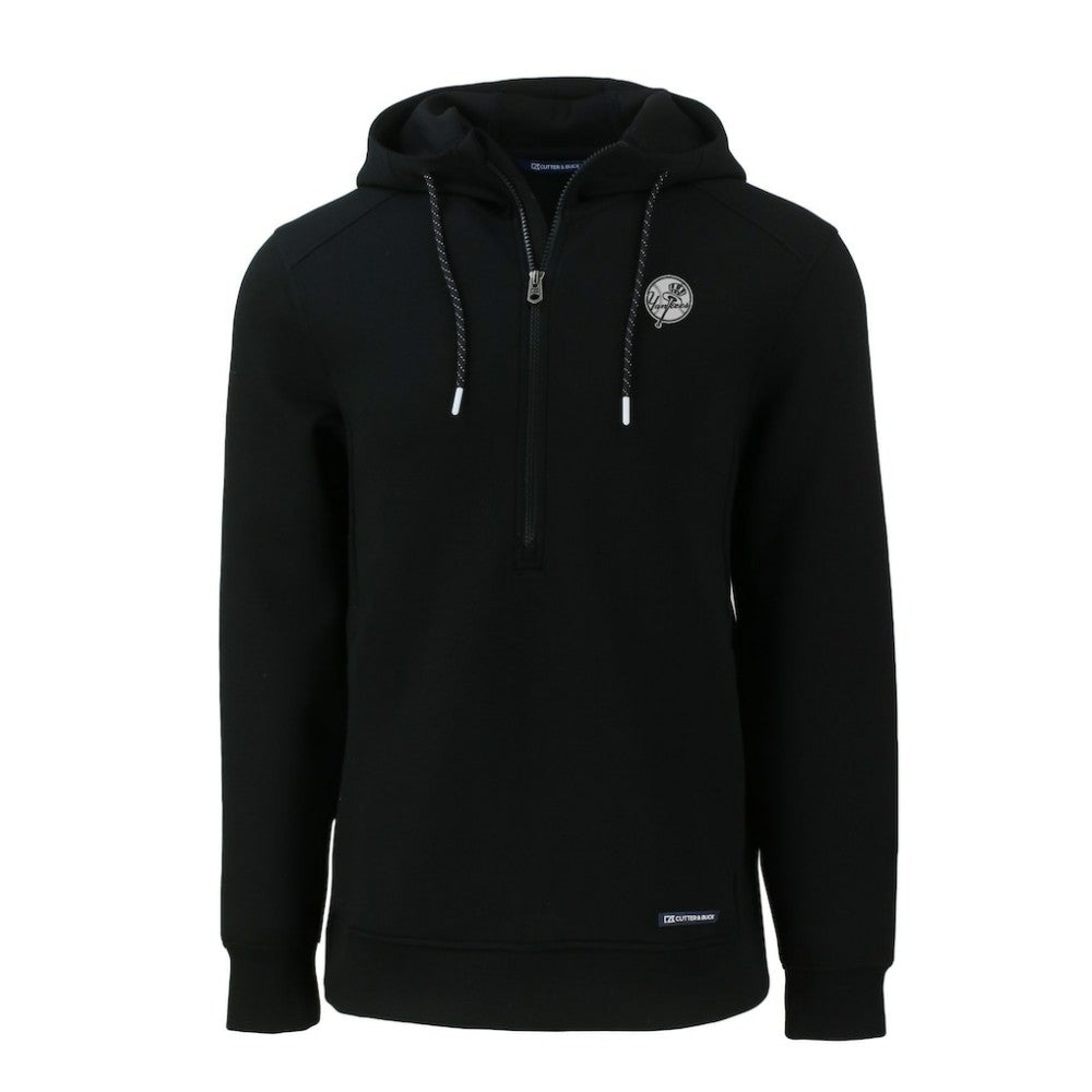 Black New York Yankees Cutter & Buck Roam Eco Recycled Tri-Blend Half-Zip Hoodie