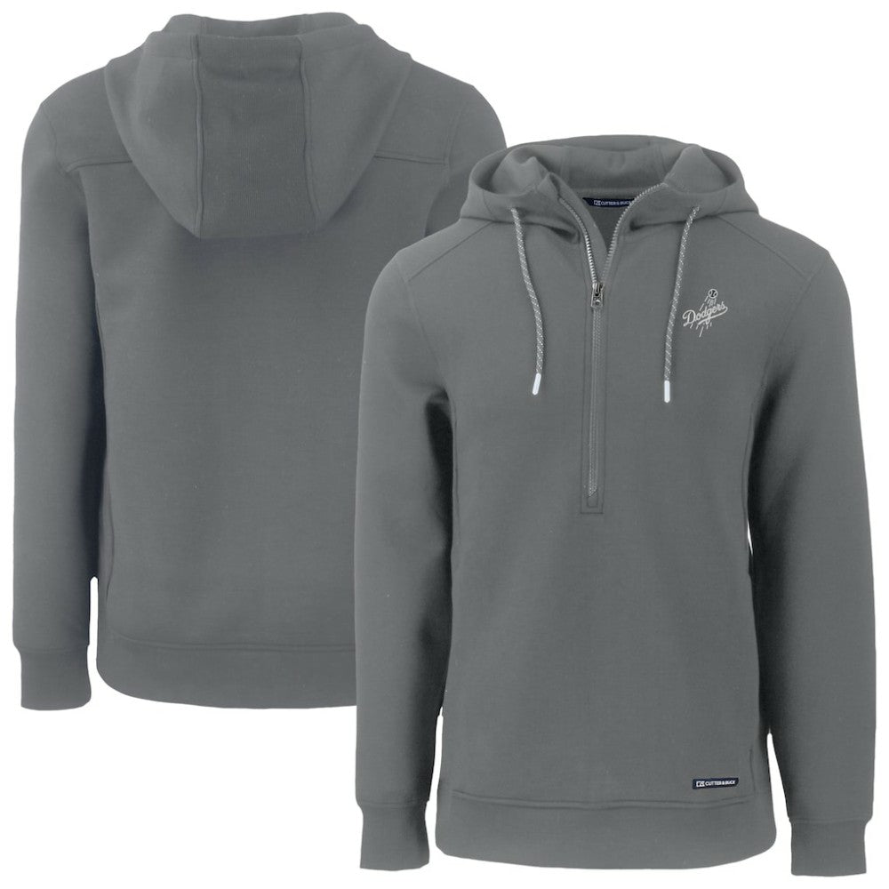 Gray Los Angeles Dodgers Cutter & Buck Roam Eco Recycled Tri-Blend Half-Zip Hoodie