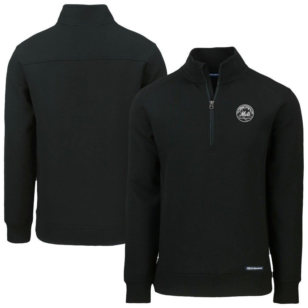 Black New York Mets Cutter & Buck Roam Eco Quarter-Zip Jacket