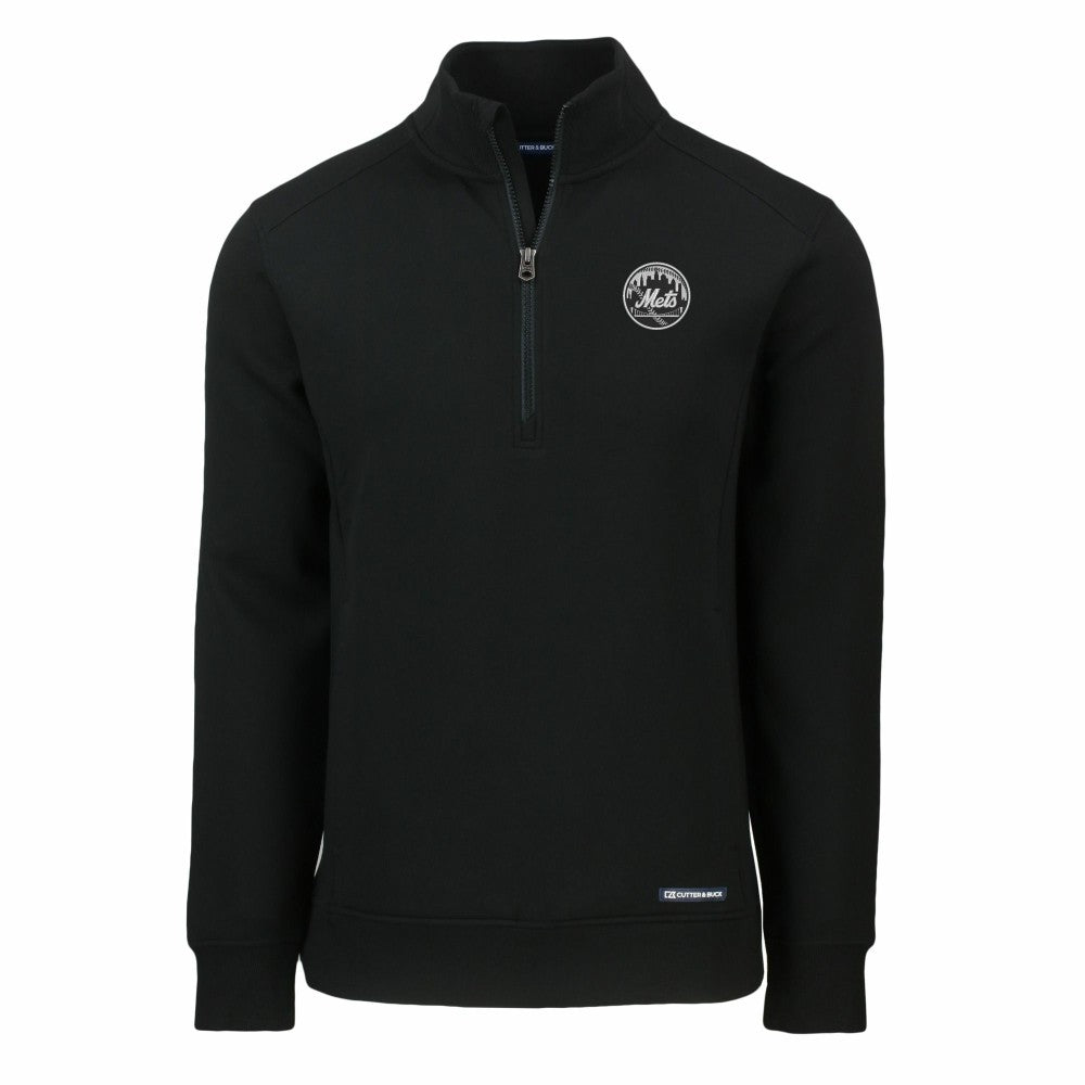 Black New York Mets Cutter & Buck Roam Eco Quarter-Zip Jacket