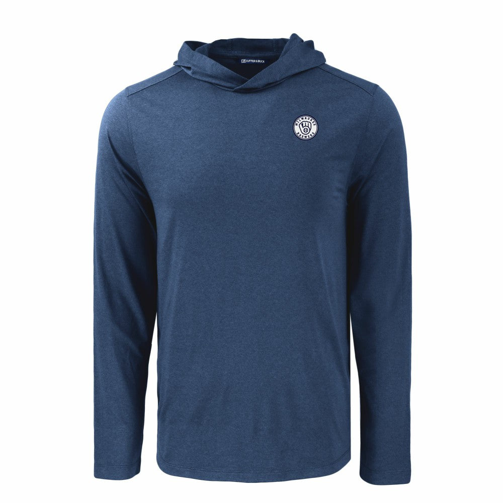 Navy Milwaukee Brewers Cutter & Buck Coastline Epic Comfort Eco Recycled Hoodie T-Shirt