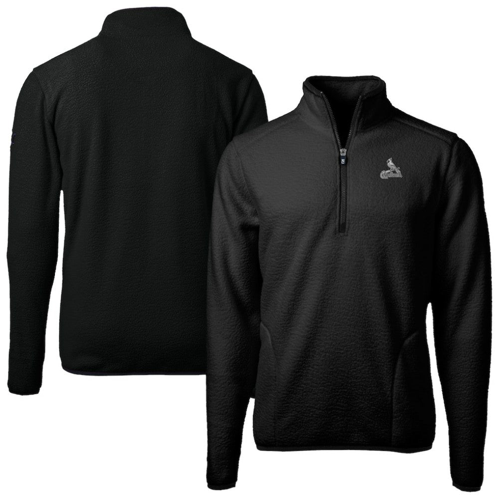 Black St. Louis Cardinals Cutter & Buck Cascade Eco Fleece Quarter-Zip Jacket